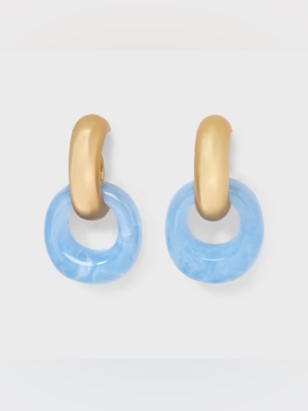 a new day Blue Hoop Earrings with Brushed Gold Links - Picture 6 of 6